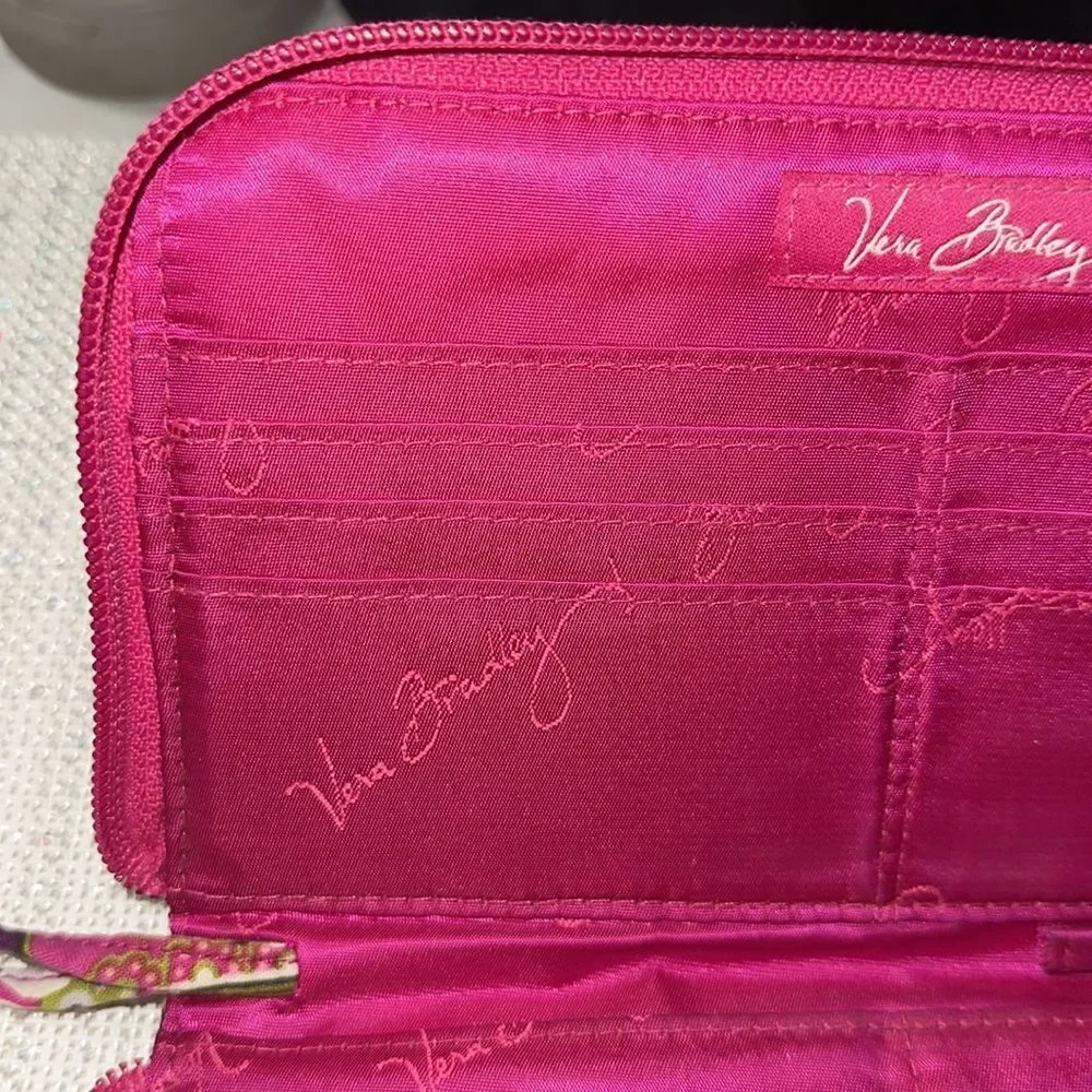 Vera Bradley Fuchsia Green Purple Paisley Wristlet Wallet - Picture 11 of 12